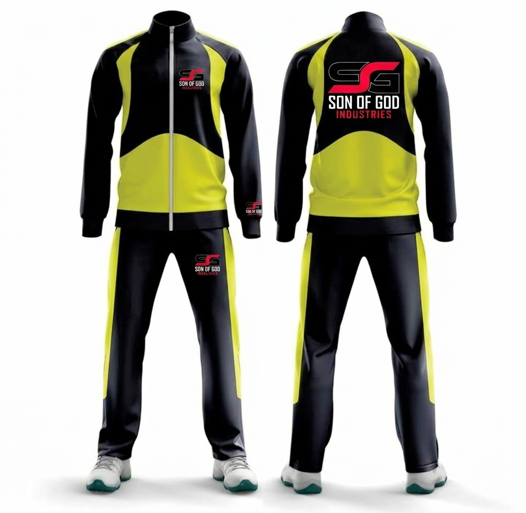 Premium Performance Sports Tracksuit – Black & Neon Yellow