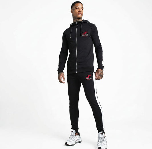 Men’s Premium Black Zip-Up Tracksuit Set – Hoodie & Jogger