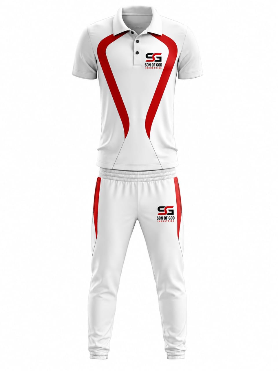 Son of God White & Red Polo Tracksuit Set – Polo Shirt & Jogger