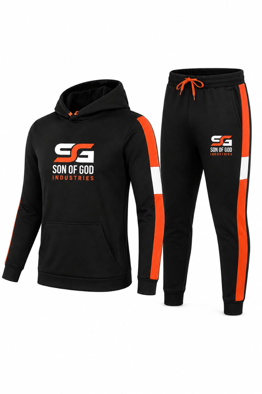 Son of God Black & Orange Hoodie Tracksuit – Hoodie & Jogger Set